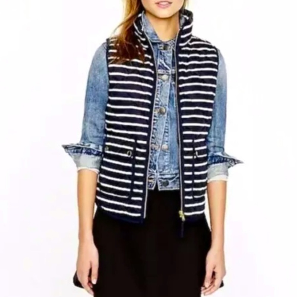 Navy Blue and White Puffer Vest